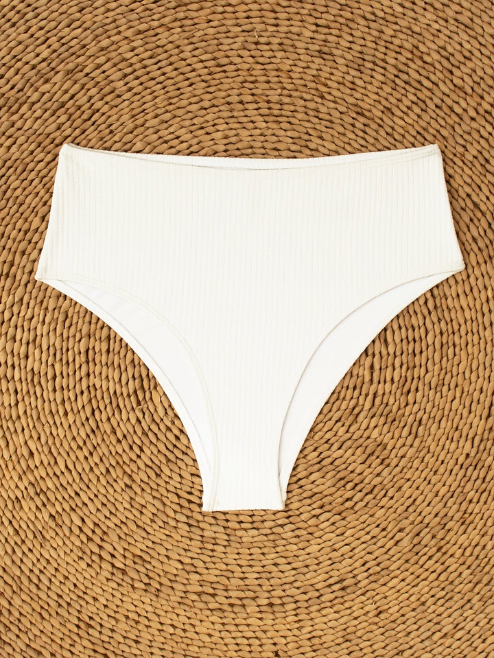 Stilla | Elegant Bikinitop Med Høj Talje V-Udskæringsform, Elastisk, Dækkende, Glat, Med Rynkede Detaljer