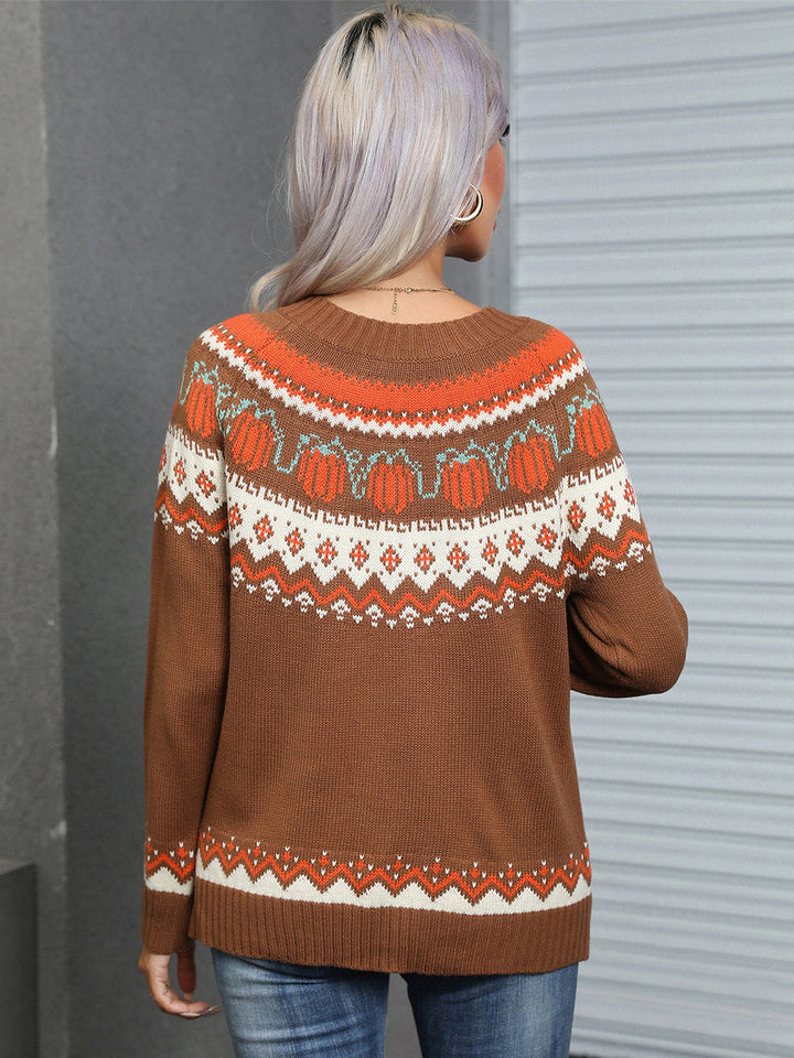 Stilla | Pullover med lange ærmer og geometrisk rund halsudskæring