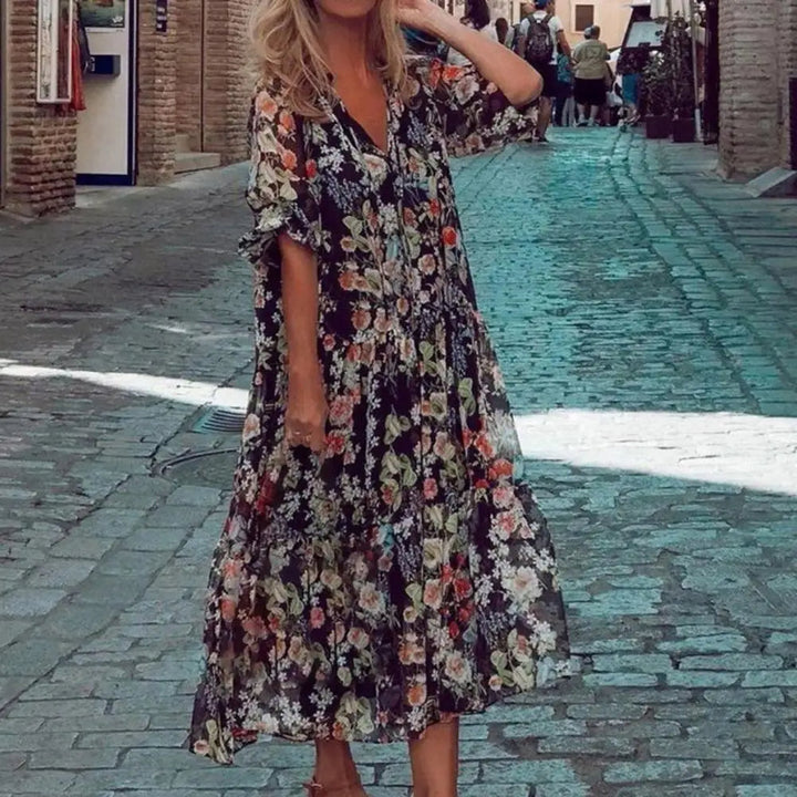 Stilla | Elegant blomster langærmet kjole