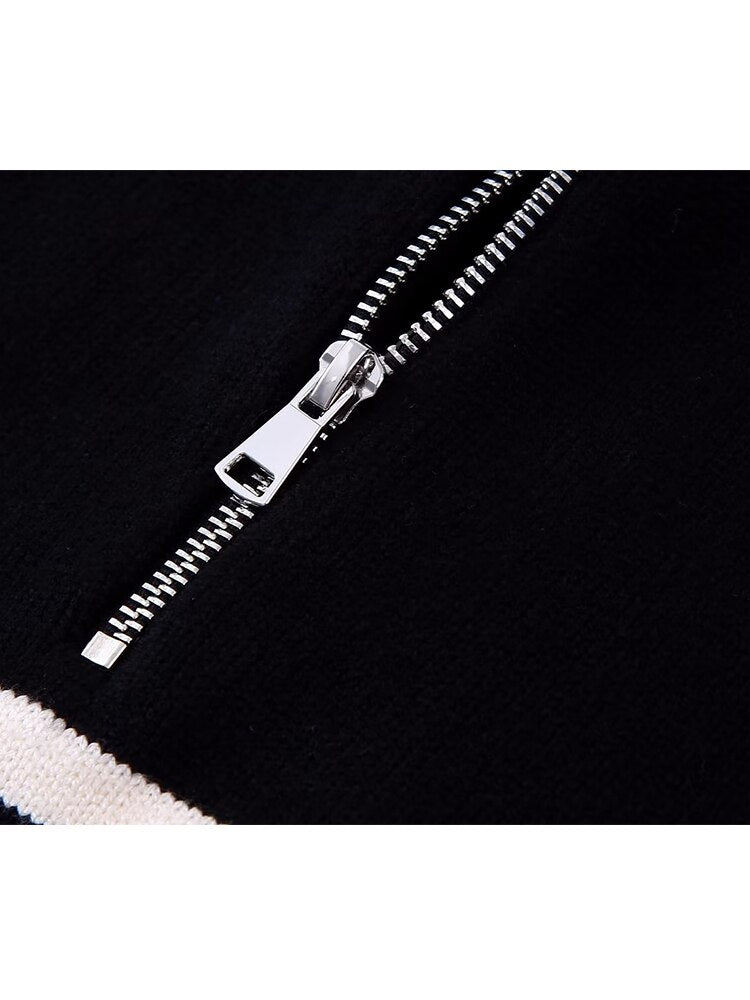 Stilla | Stribet Lynlås Sweatshirt til Damer