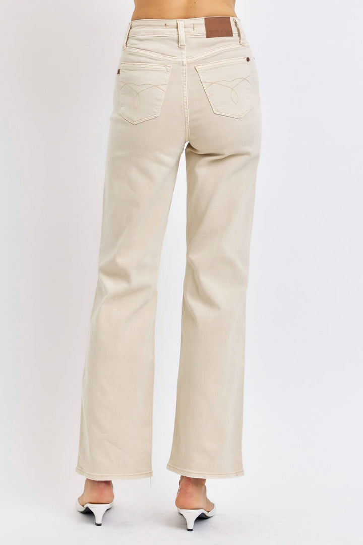 Stilla | Blå Fuldt Strørrelse Høj Talje Distressed Bred Ben Jeans