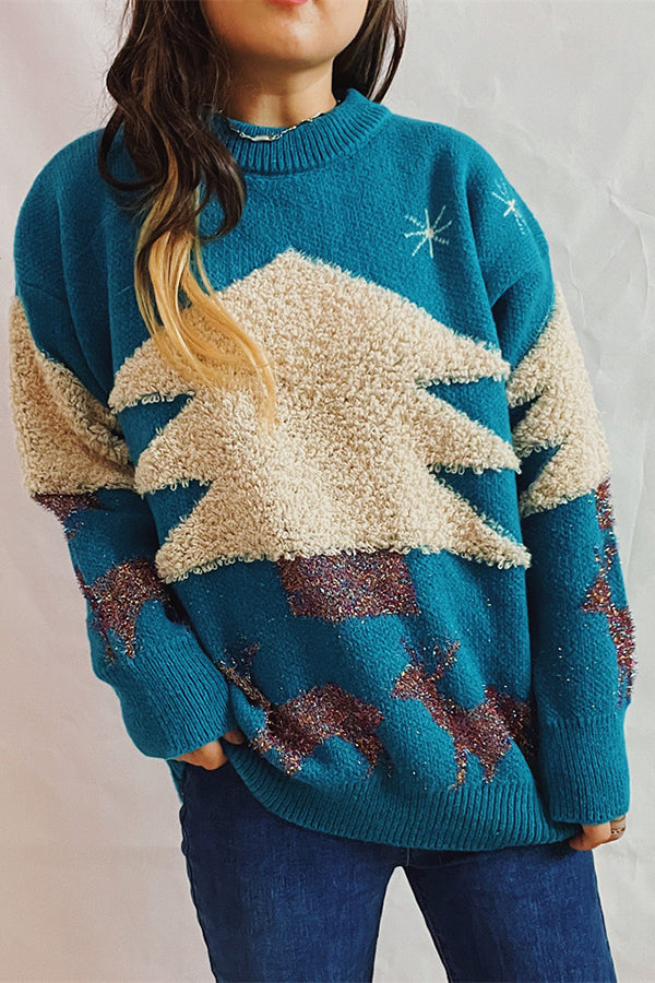 Stilla | Julemønster Strikket Rundhals Langærmet Trøje
