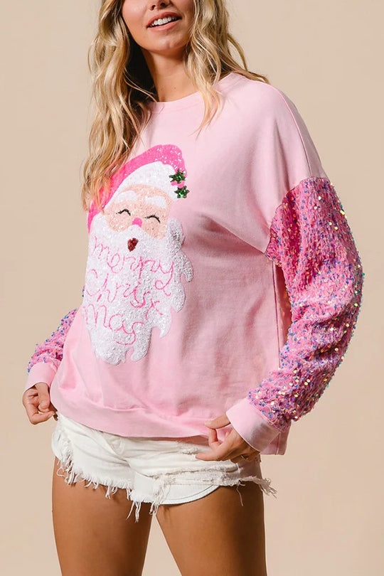 Stilla | Jul Løs Rundhals Pailletter Ærme Sweatshirt