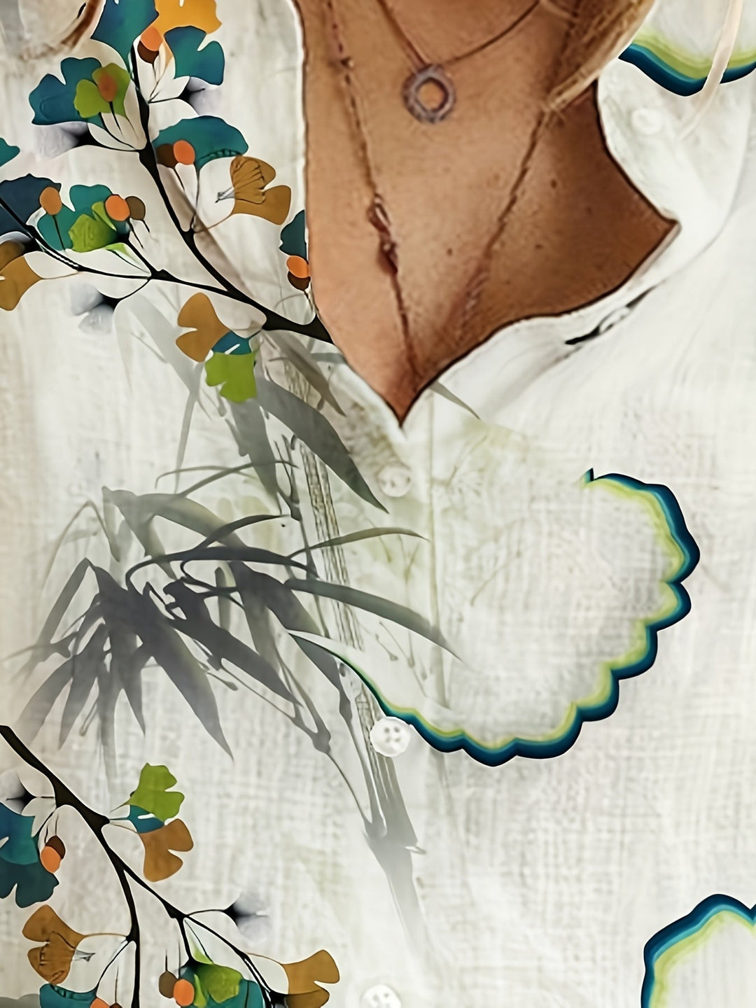Stilla | Afslappet Linned Skjorte Med Blomsterprint Beige Farve Til Kvinder
