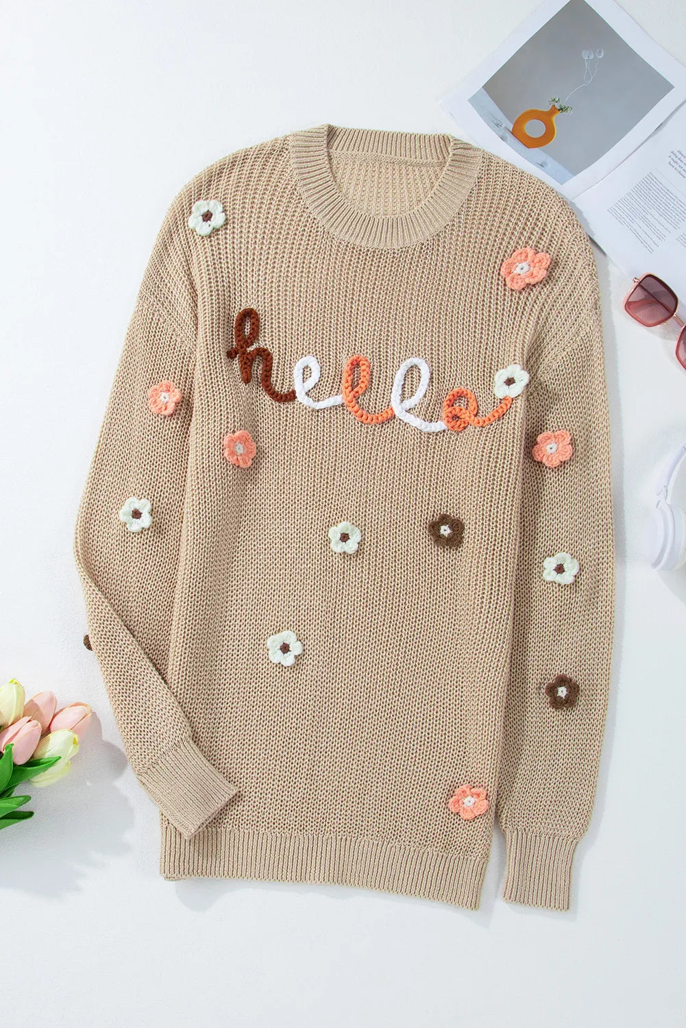 Stilla | Pullover med lange ærmer og rundt blomsterkrave