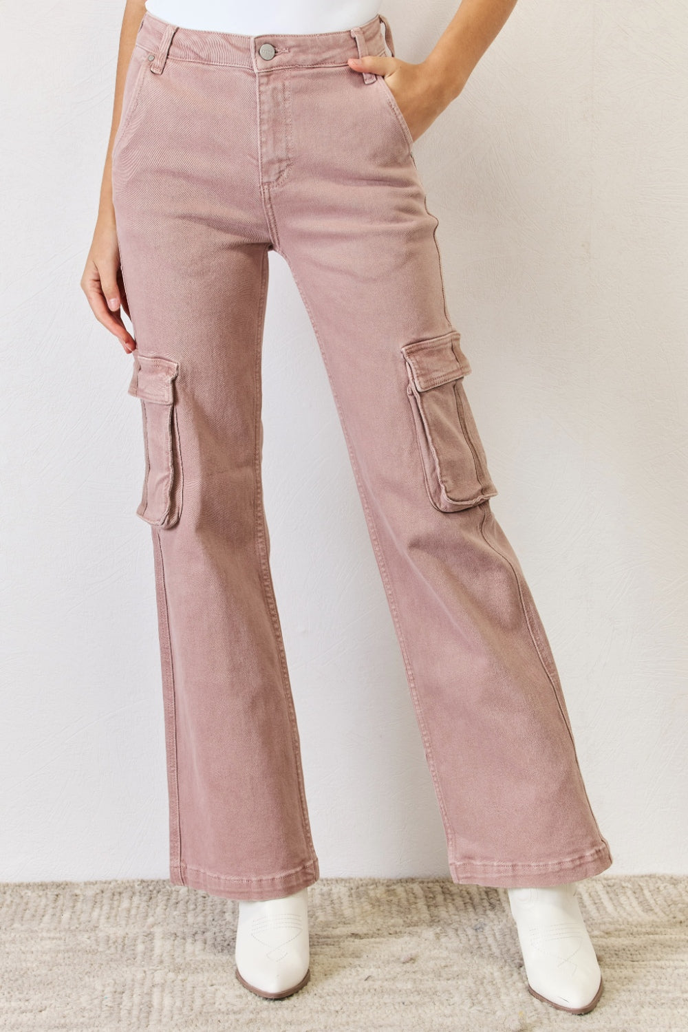Stilla | Full Size Høj Talje Cargo Bred Ben Jeans