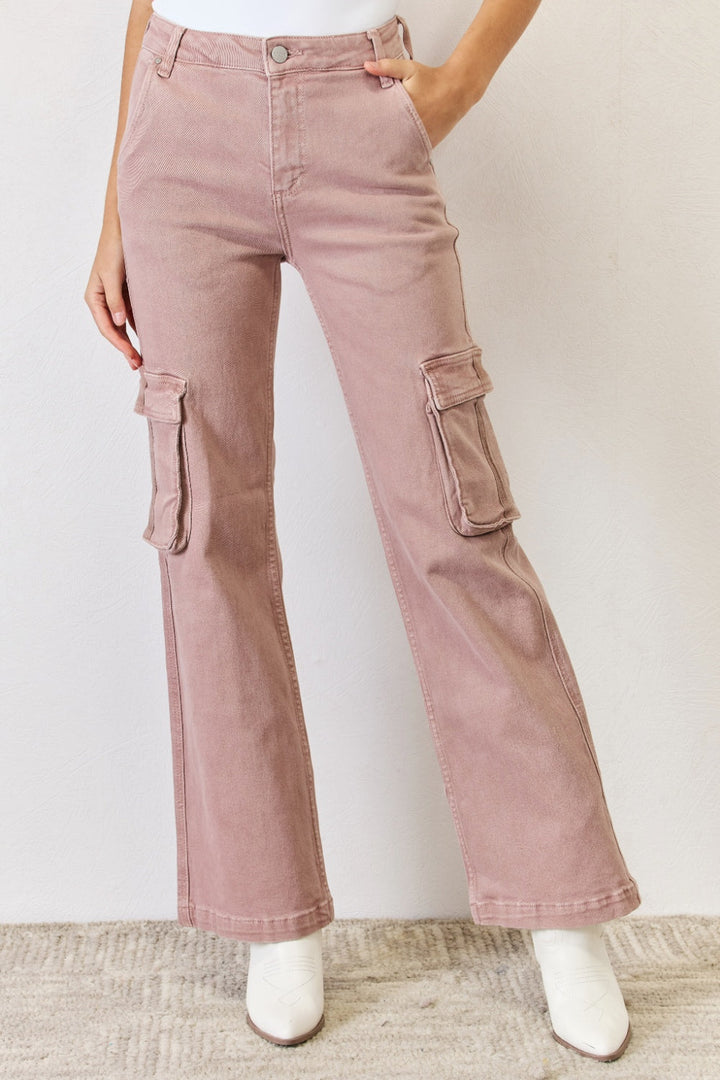 Stilla | Full Size Høj Talje Cargo Bred Ben Jeans