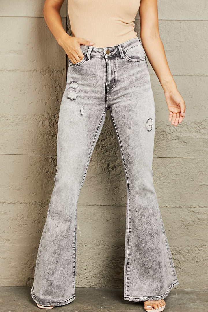 Stilla | Høj Talje Syre Vask Flare Jeans