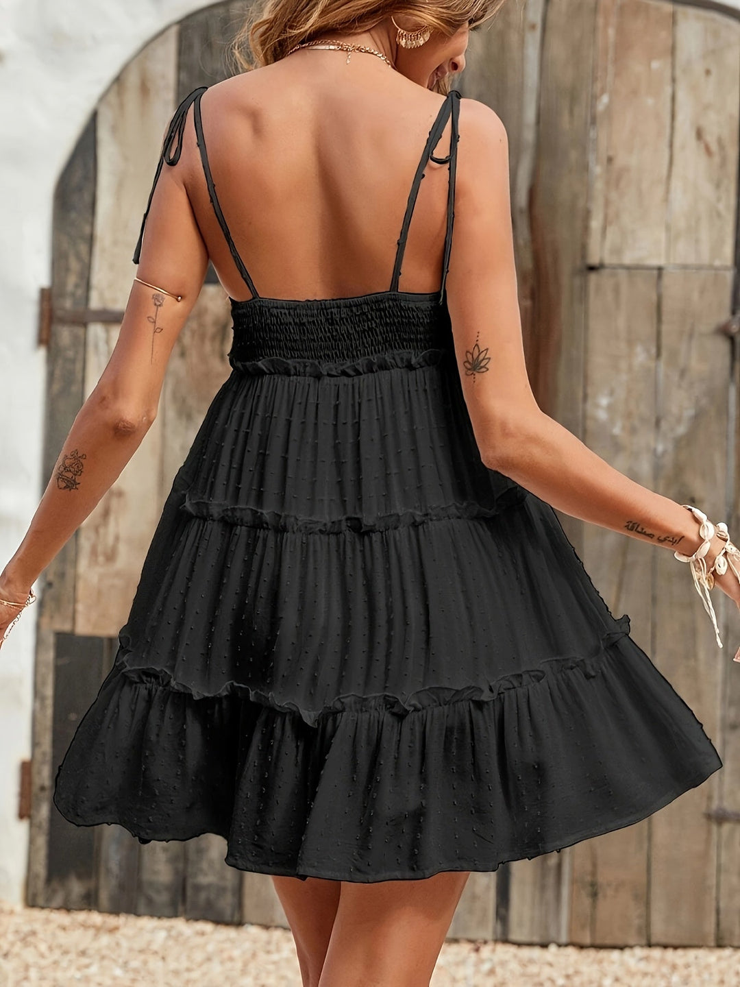 Stilla | Sort Kjole Med Stropper Sexy Sommer Mini Kjole