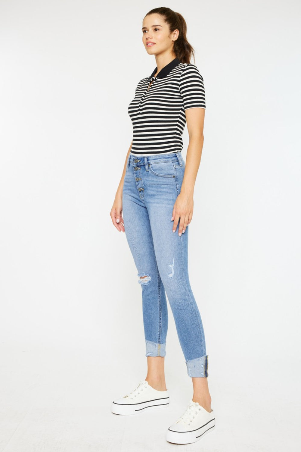 Stilla | Distressed Cat's Whiskers Button Fly Jeans