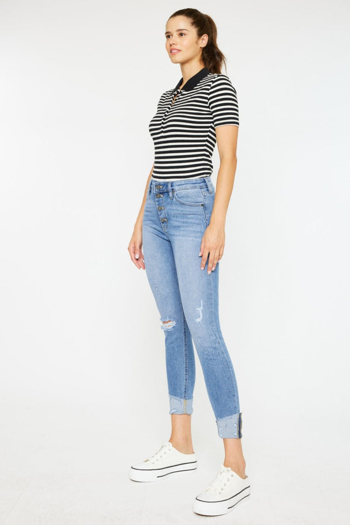 Stilla | Distressed Cat's Whiskers Button Fly Jeans