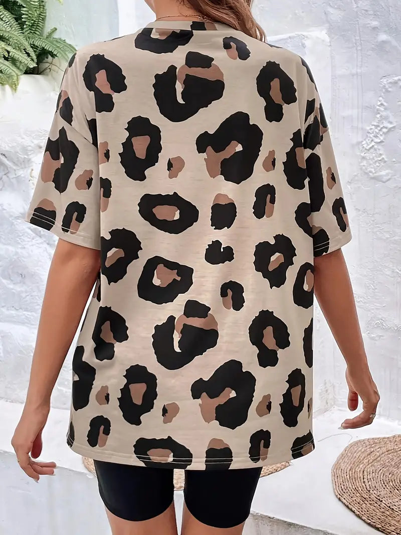 Stilla | Kortærmet skjorte med tryk og rund halsudskæring