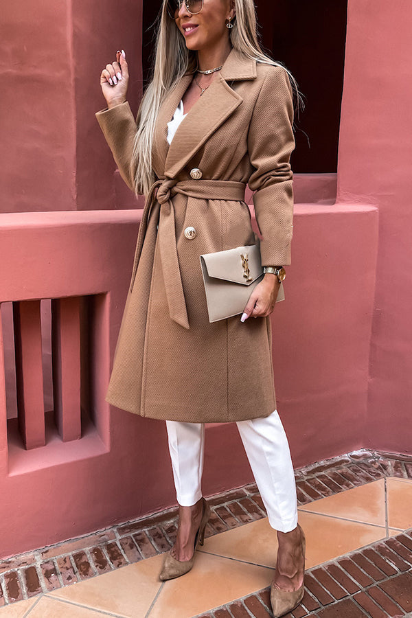 Stilla | Slope City Belted Dobbeltbrystet Midi Frakke