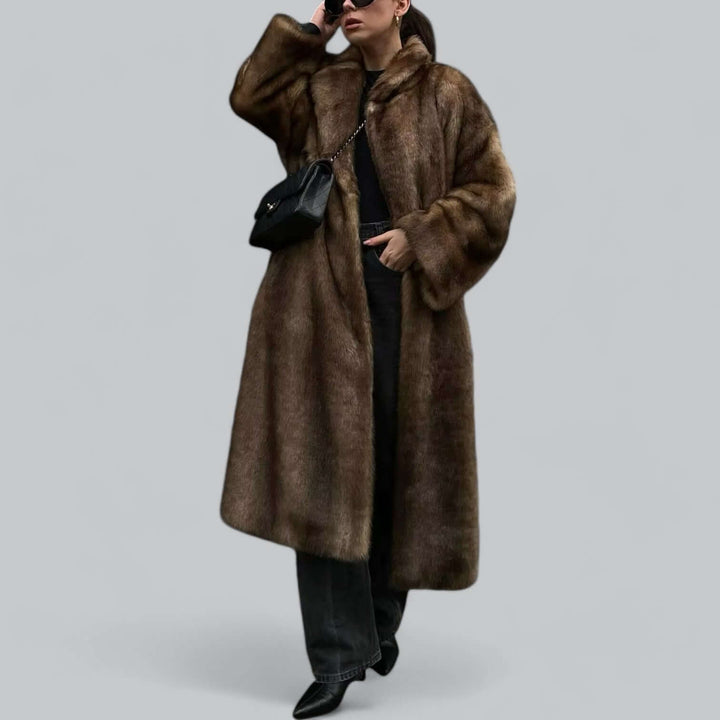 Stilla | Elegant Kunstpels Lang Trenchcoat