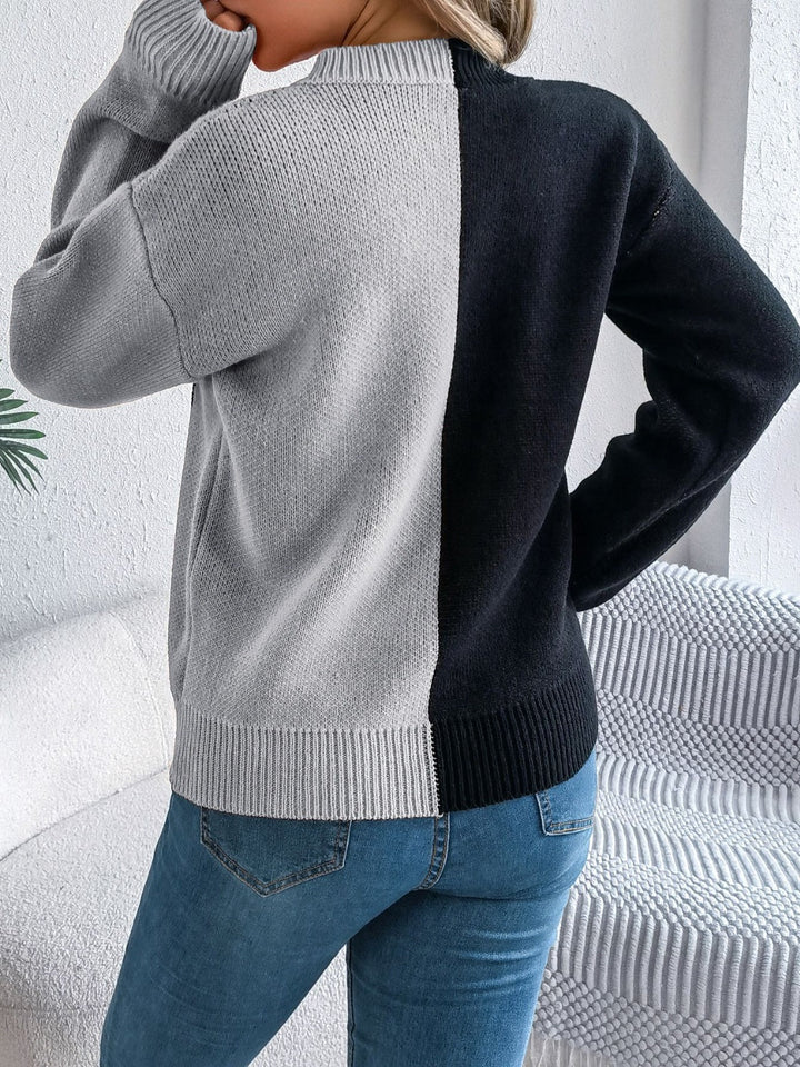 Stilla | Kontrastærmer Pullover med Rundhalset til Trendy Looks