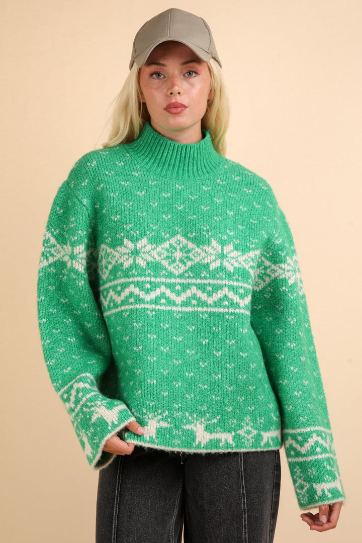 Stilla | Jule Element Pullover Med Lange Ærmer og Ståkrave