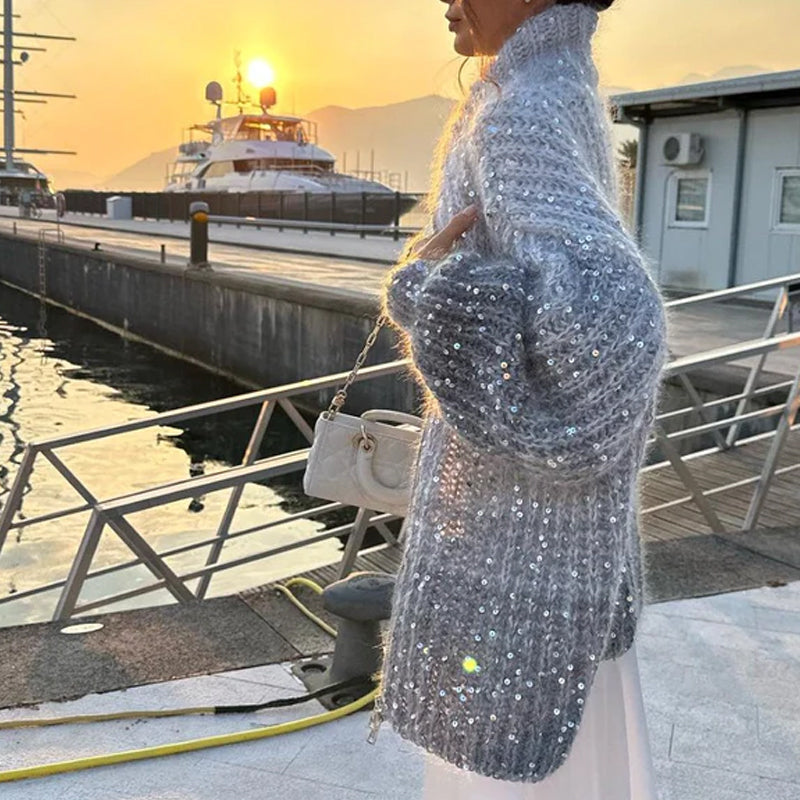 Stilla | Strikkede Cardigan med Glitter Perler