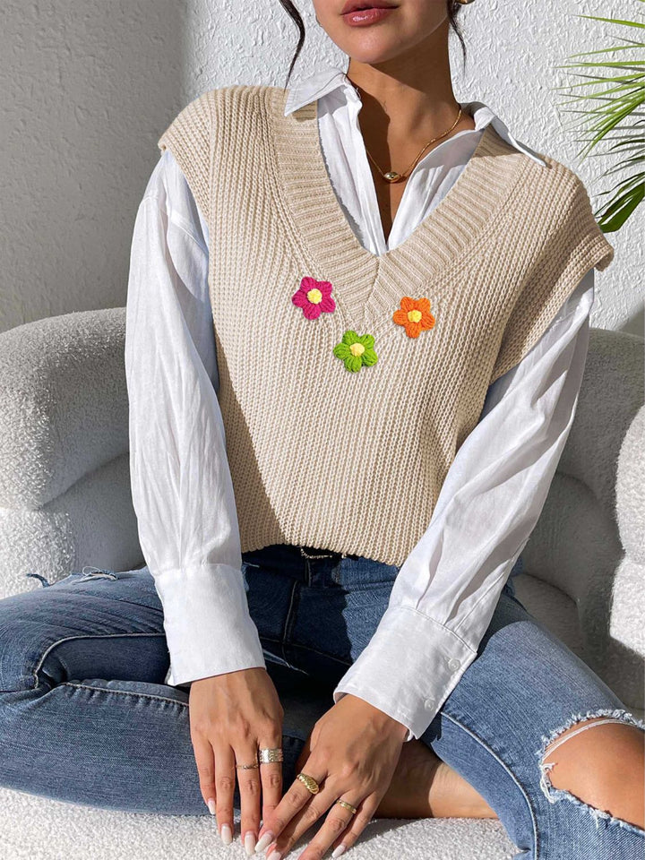 Stilla | Blomstertrøje Med V-hals
