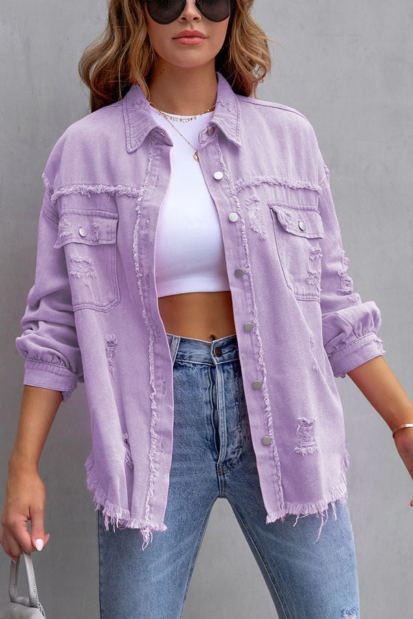 Stilla | Thinking Out Loud Lommer Frayed Denim Shacket