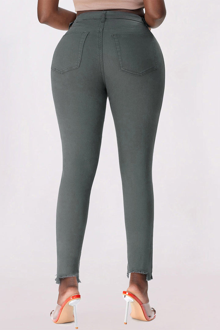 Stilla | Knap-åbning Kant Detalje Skinny Jeans
