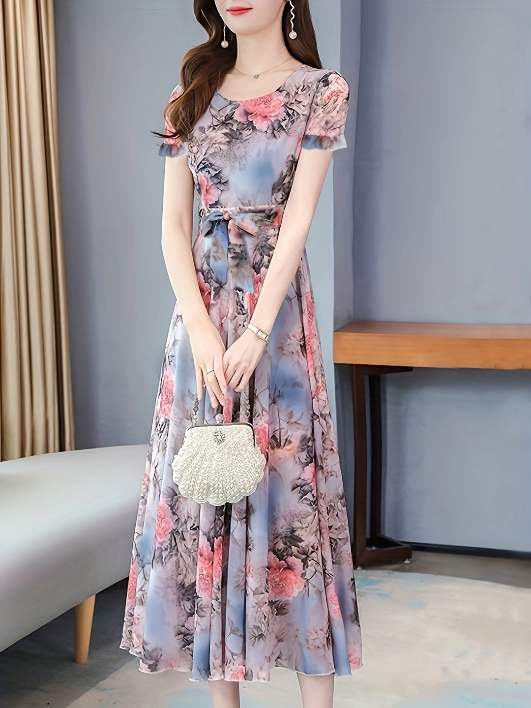 Stilla | Let It Go Chiffon Kjole Med Pæonblomster