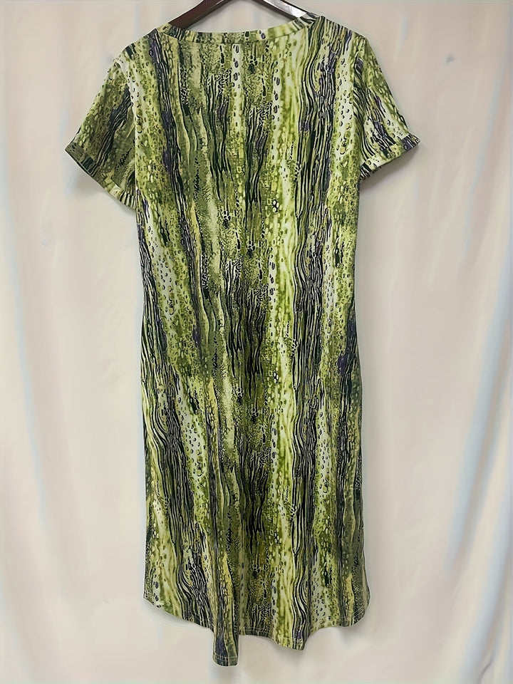 Stilla | Dame Midi Kjole Striber Plus Size Med Lommer Elegant, Sommerlig