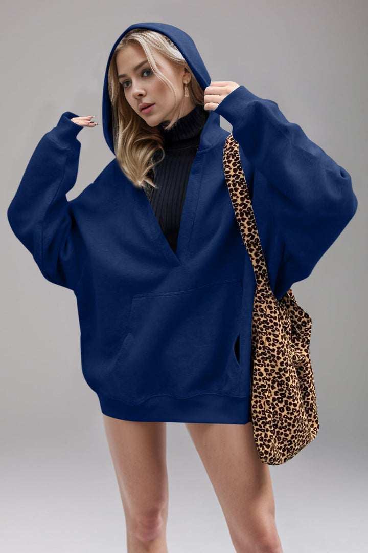 Stilla | Basic Bae Air Scuba Hættepullover Med Lange Ærmer og Kængurulomme
