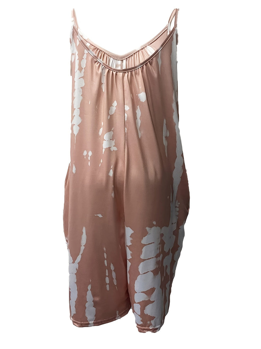 Stilla | Boho Blue Tie Dye Ærmeløs Romper Med Rund Hals
