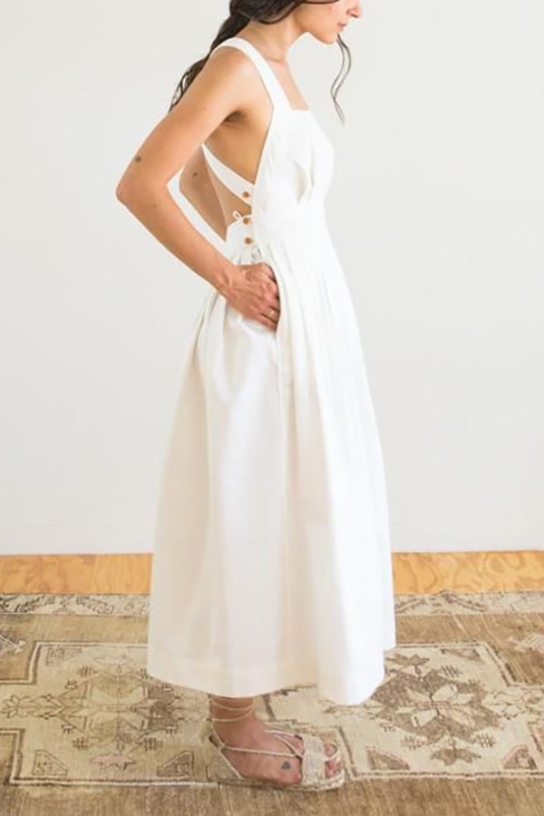 Stilla | Halter Square Neck Tilbagefri Midi Kjole