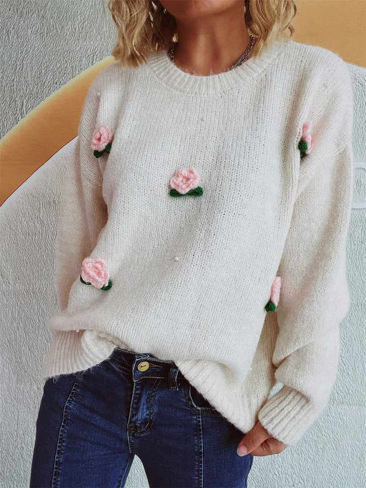 Stilla | Pullover med lange ærmer og rund blomsterudskæring