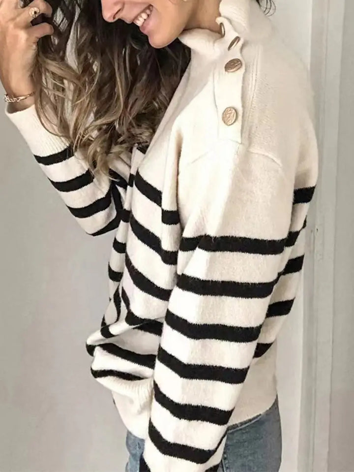 Stilla | Stribet rullekravepullover