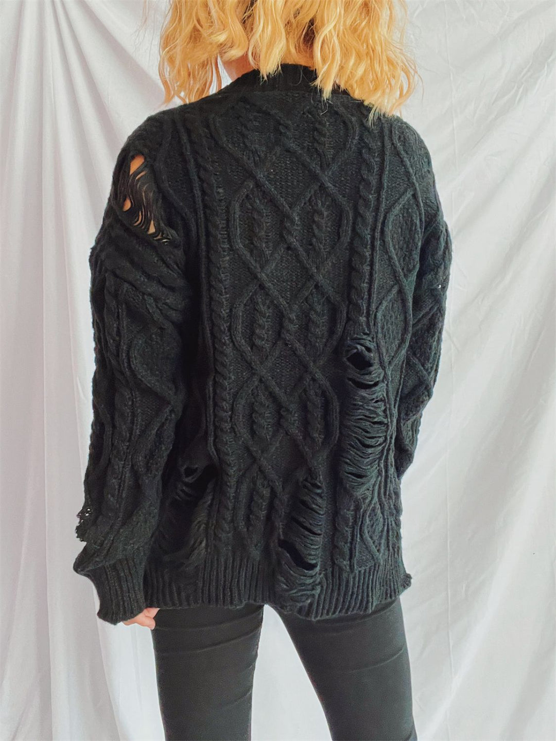 Stilla | Pullover med lange ærmer, rund halsudskæring, lavet af viklet stof med vintagestil