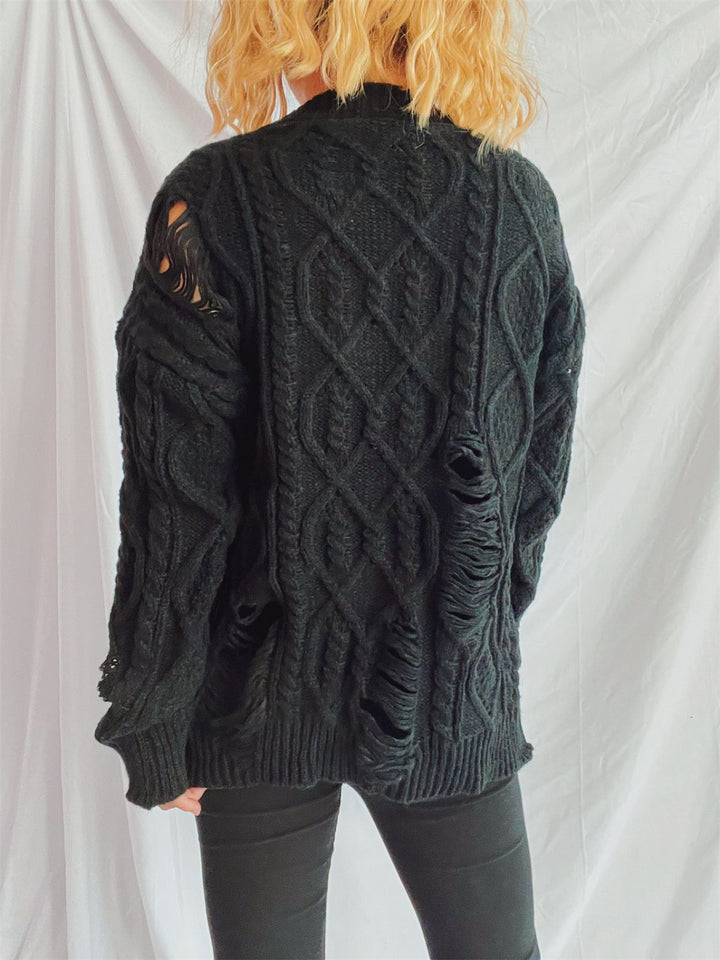 Stilla | Pullover med lange ærmer, rund halsudskæring, lavet af viklet stof med vintagestil