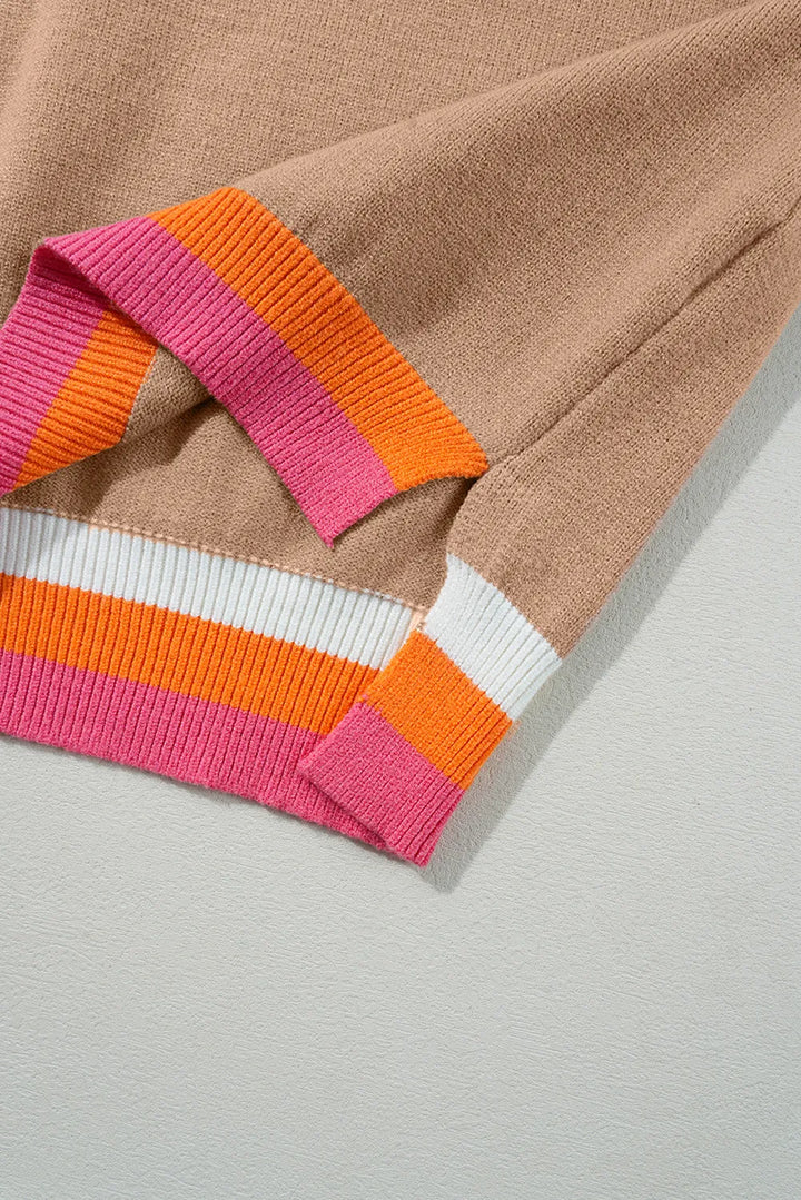 Stilla | Kontrastpullover Med Lange Ærmer og Rund Halsudskæring