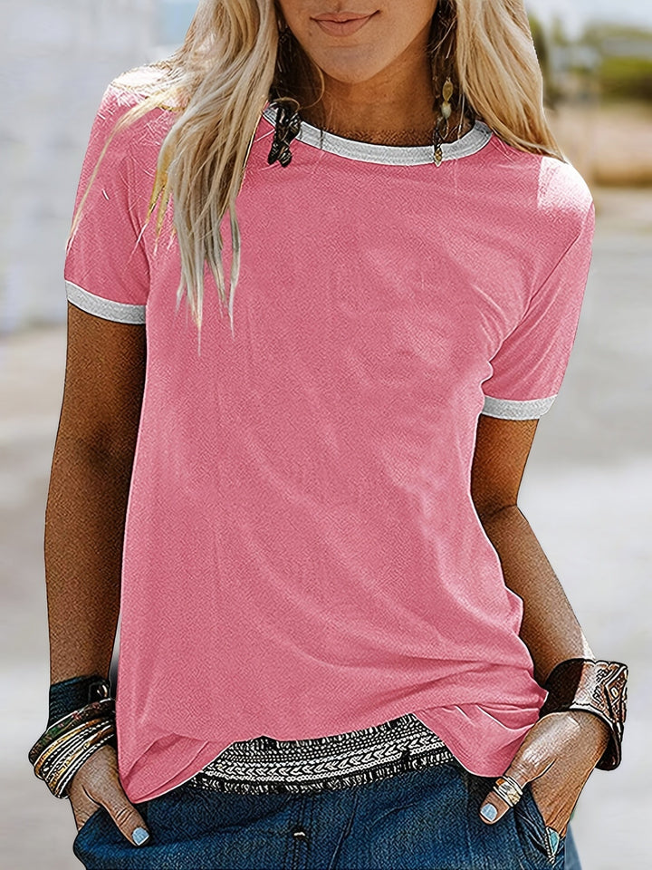 Stilla | Sommer T-Shirt, Løs Skjorte Med Korte Ærmer Og Rund Hals, Afslappet Top Lavet Af Polyester