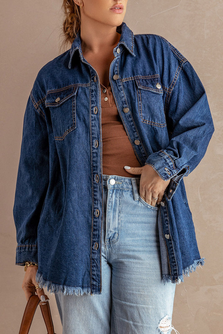 Stilla | up Pocketed Raw Hem Denim Jakke