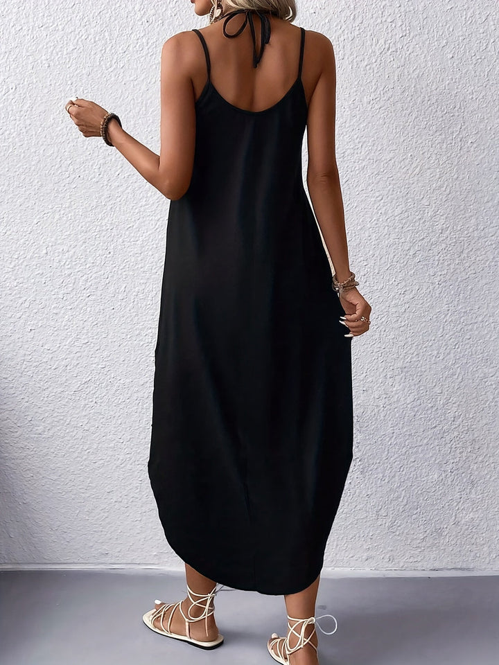 Stilla | Sommer Maxi Kjole Med V-Hals Og Blonde Detaljer, Sort Dame
