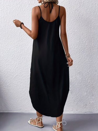 Stilla | Sommer Maxi Kjole Med V-Hals Og Blonde Detaljer, Sort Dame