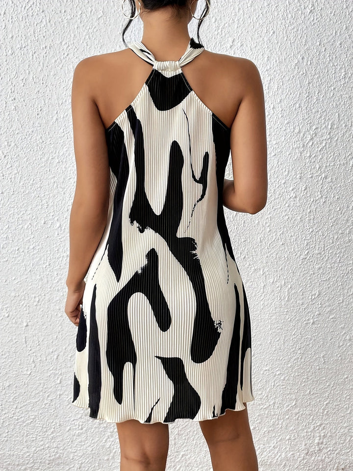 Stilla | Allover Print Halterneck Kjole, Elegant Sommerkjole Til Fest Og Fritid