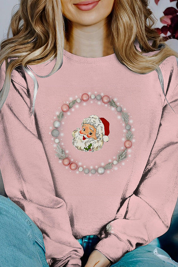 Stilla | Trykt julekontrastfarve langærmet pullover sweatshirt