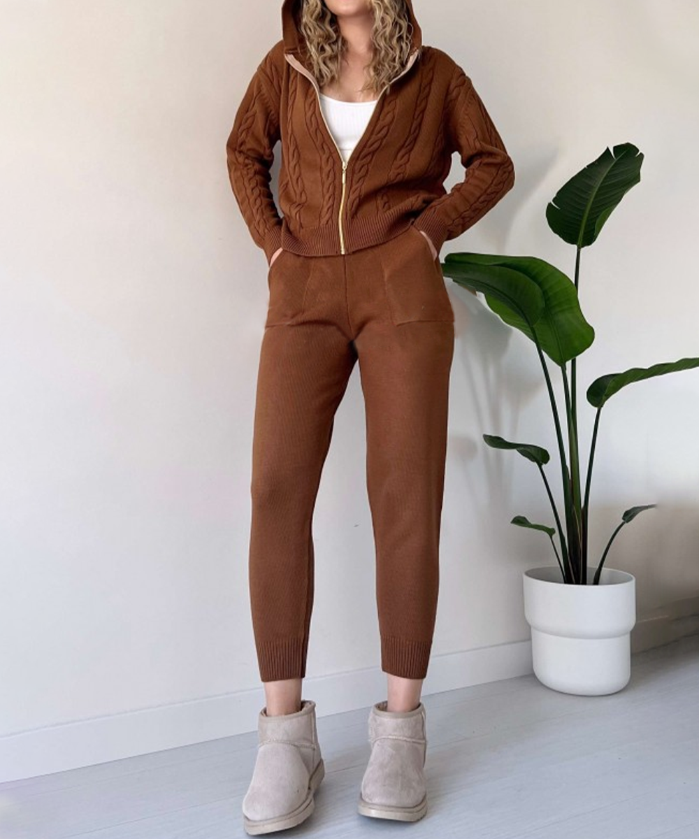 Stilla | To-delt sæt med cardigan og casual jacquard-strikpullover