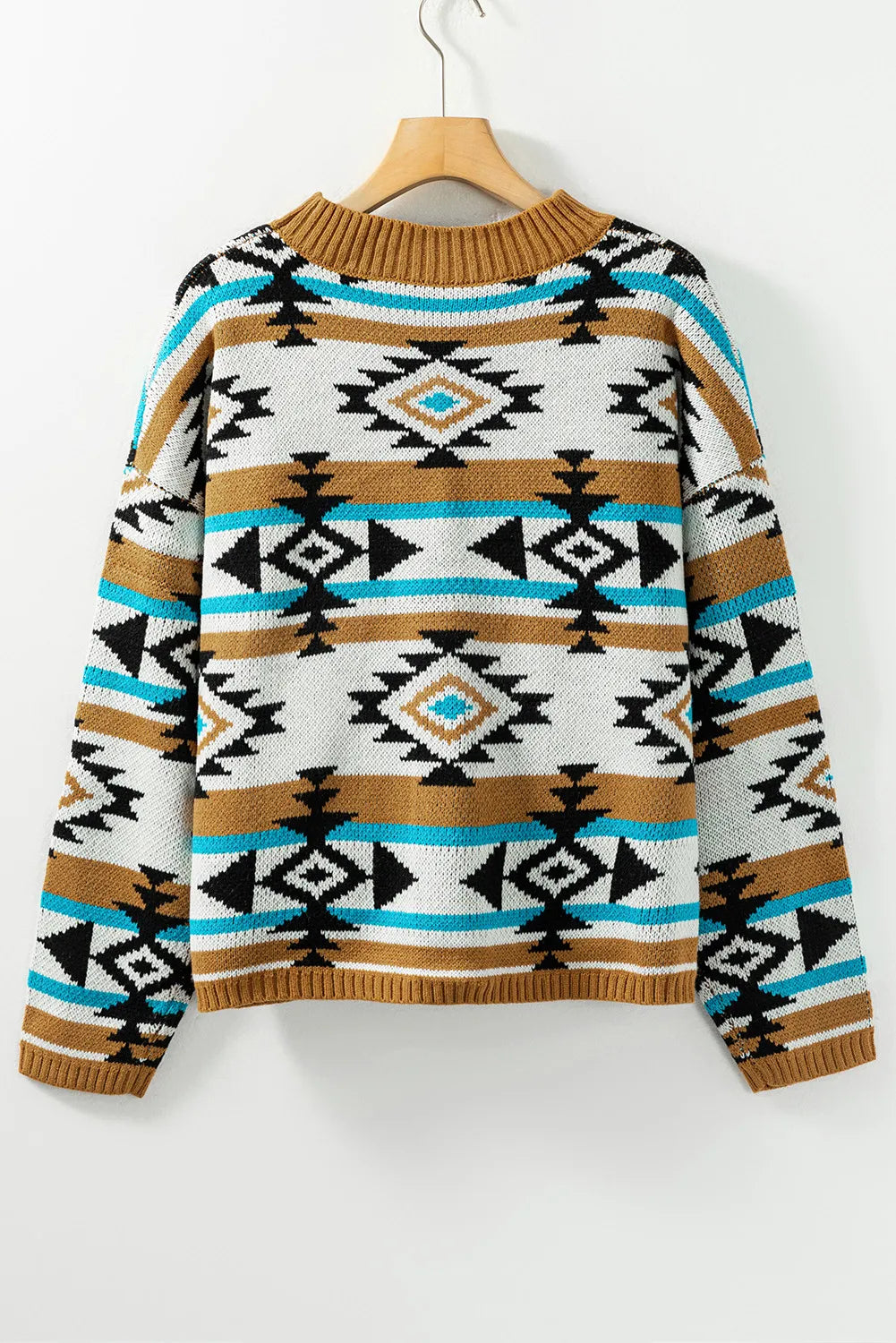 Stilla | Geometrisk Sweatshirt Med Lange Ærmer og Rund Hals i Fuld Størrelse