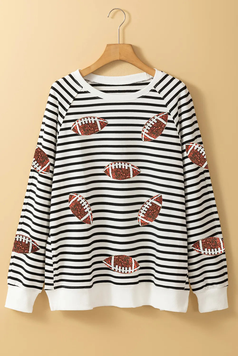 Stilla | Fodbold Sweatshirt Med Lange Ærmer og Stribede Pailletter