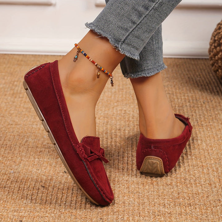 Stilla | Retro Loafers Med Sløjfe, Slip on Sko Med Rund Tå