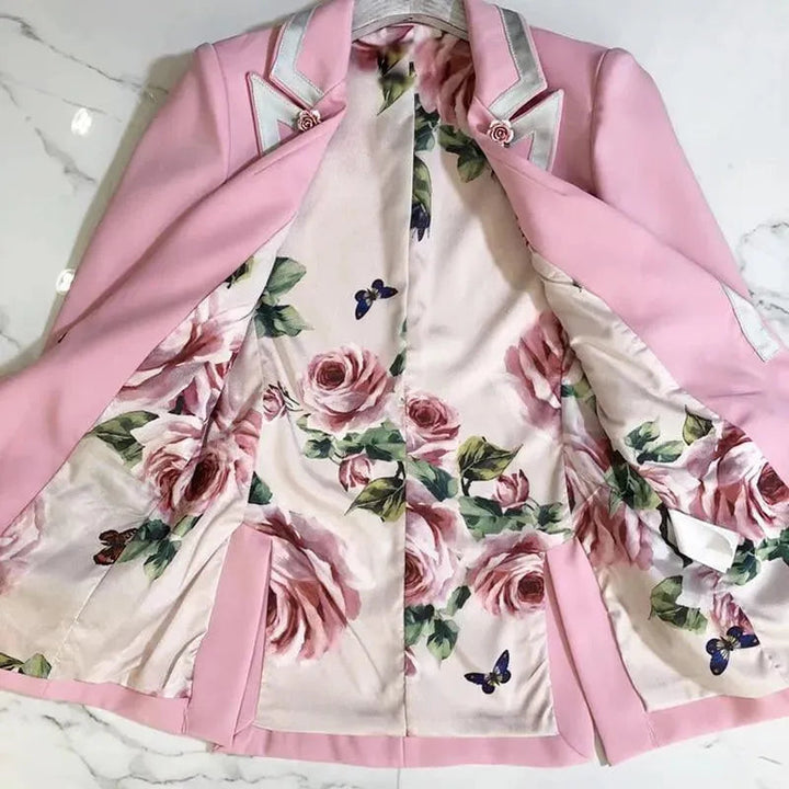 Stilla | Elegant Pink Blazer til kvinder - Almindelig - Ensfarvet