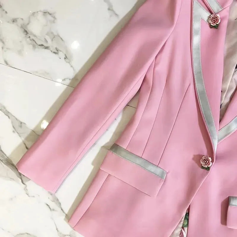 Stilla | Elegant Pink Blazer til kvinder - Almindelig - Ensfarvet