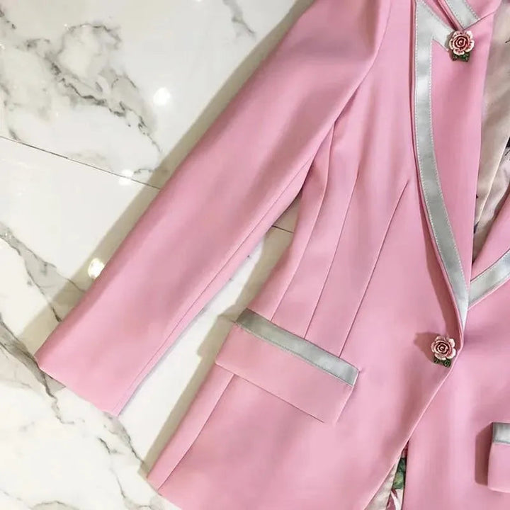 Stilla | Elegant Pink Blazer til kvinder - Almindelig - Ensfarvet