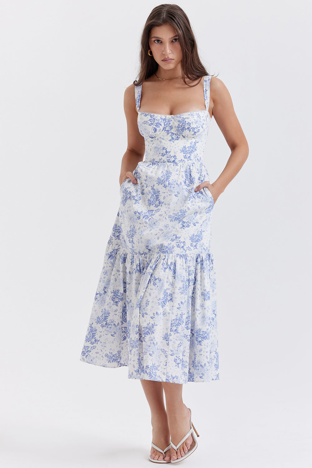 Stilla | Blomstret Let Midi Solkjole