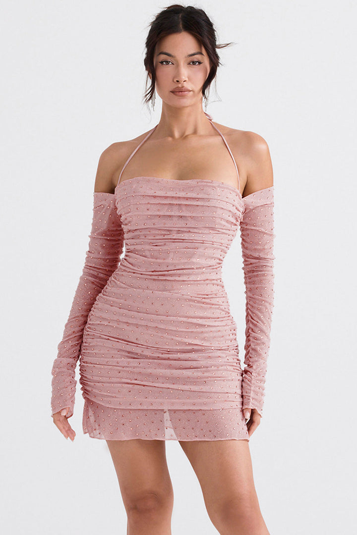 Stilla | Blød Pink Krystalliseret Kjole