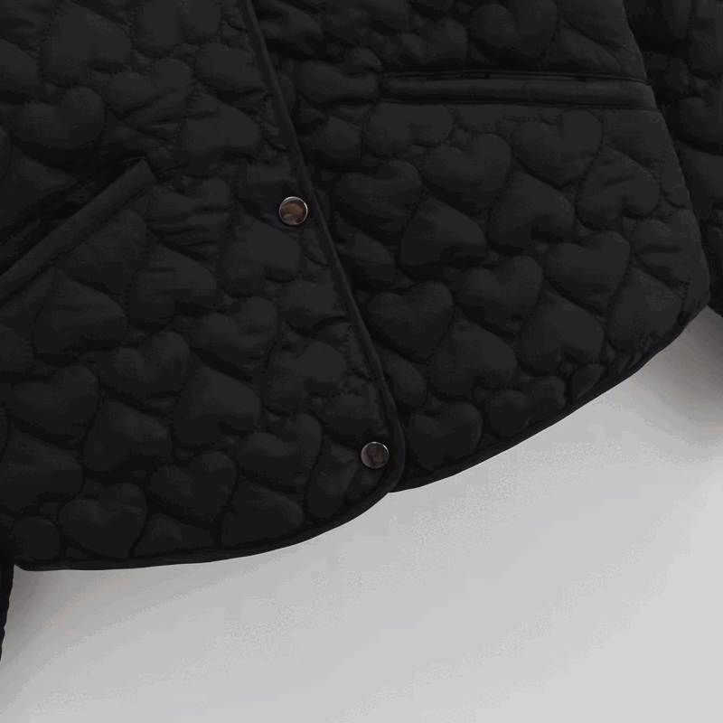 Stilla | Kvinders Vatteret Jakke med Hjerter – Let Puffer med Trykknapper